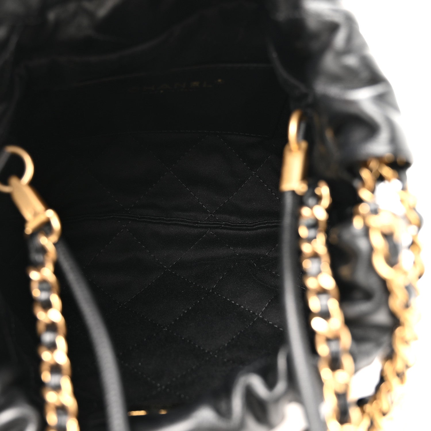Shiny Calfskin Quilted Mini Chanel 22 Black