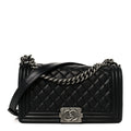 Calfskin Quilted Medium Boy Flap Black