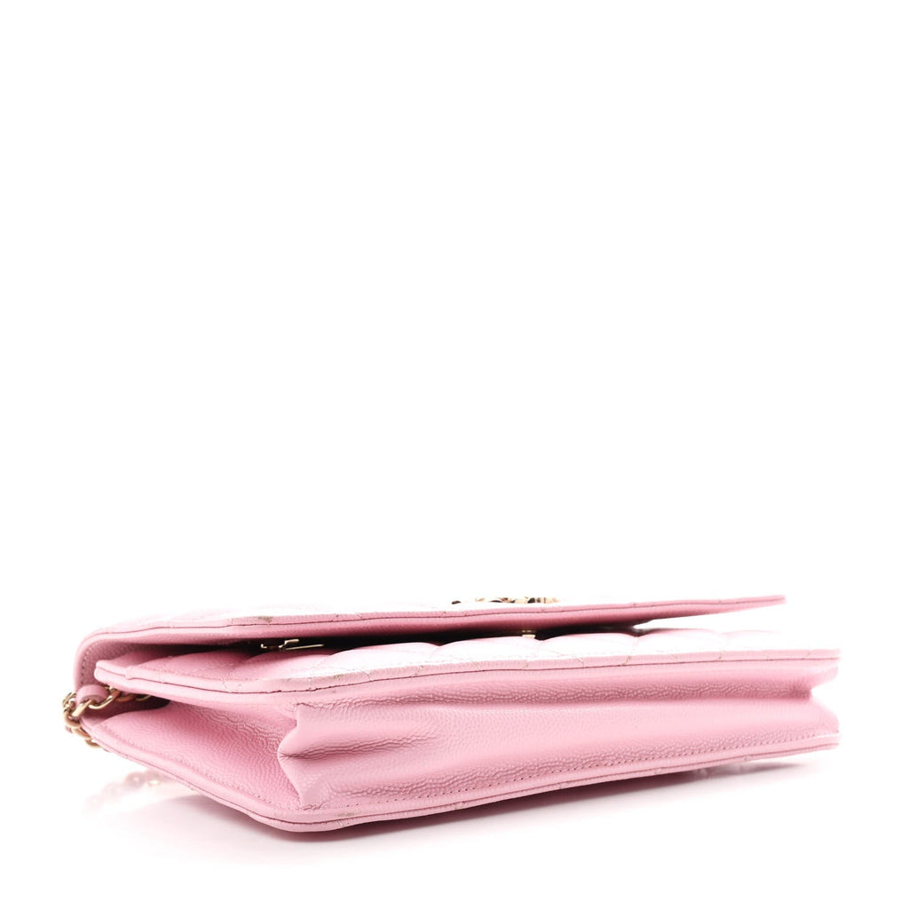 Caviar Quilted Wallet on Chain WOC Light Pink