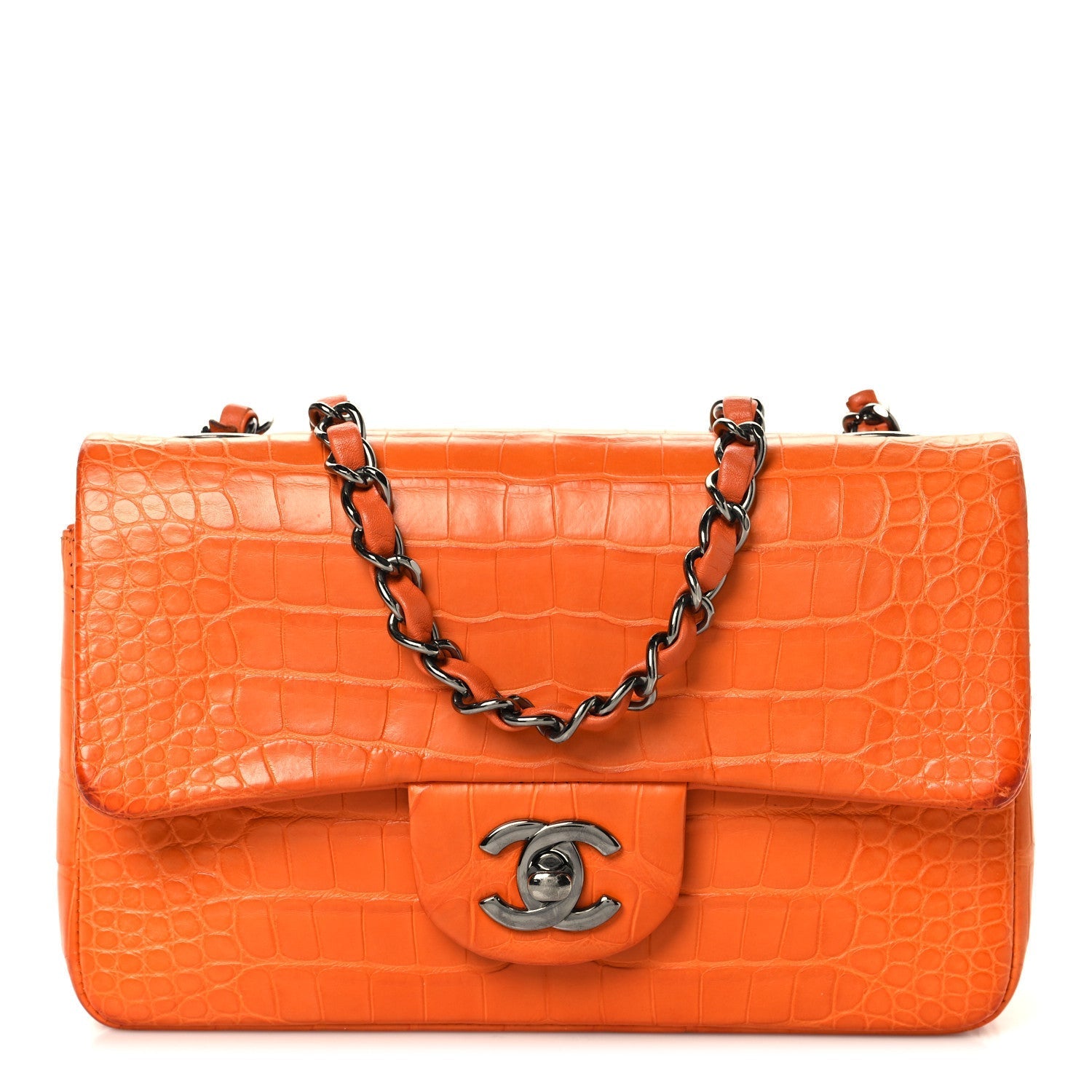 Alligator Mini Rectangular Flap Orange