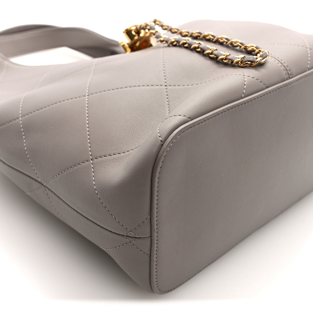 Calfskin Quilted Shopping Bag Dark Grey