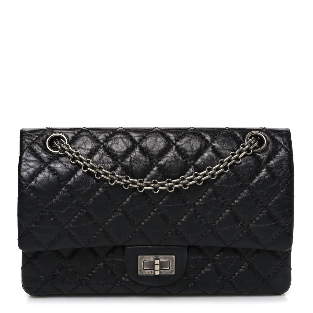 Aged Calfskin Quilted 2.55 Reissue 225 Flap Black