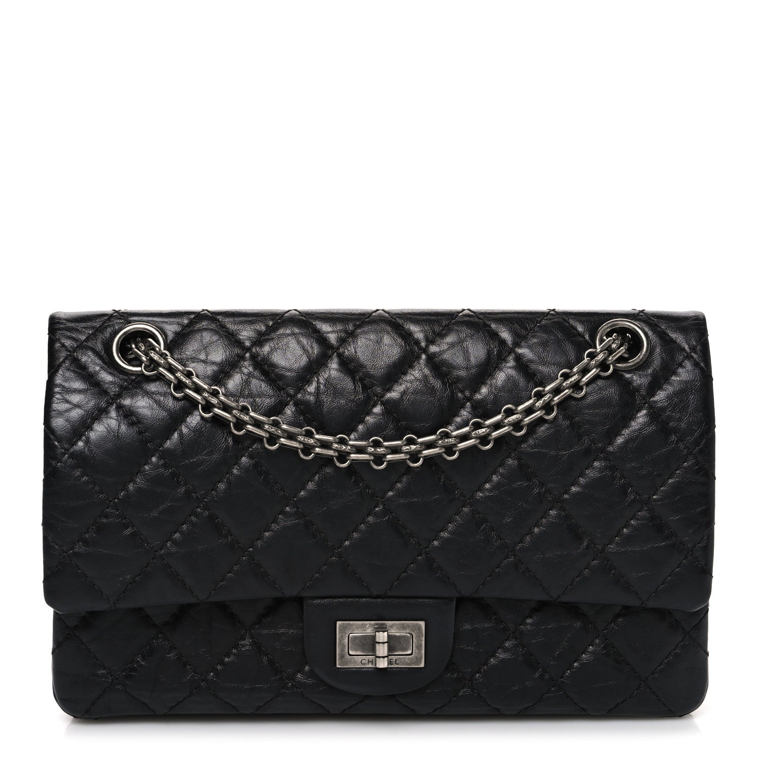 Aged Calfskin Quilted 2.55 Reissue 225 Flap Black