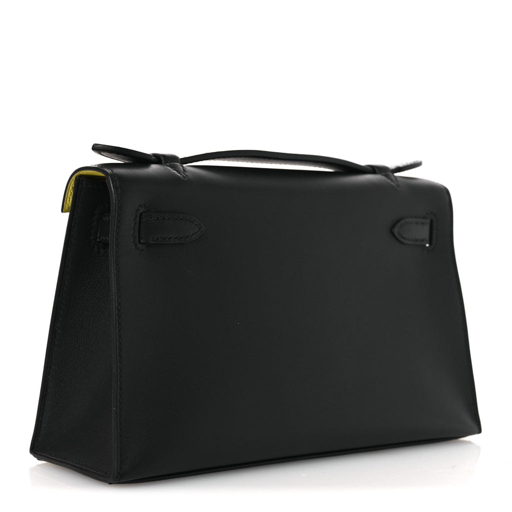 Swift Horseshoe Kelly Pochette Clutch Black Lime
