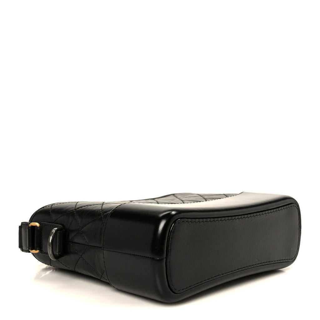 Aged Calfskin Quilted New Medium Gabrielle Hobo Black