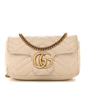 Calfskin Matelasse Super Mini GG Marmont Shoulder Bag White
