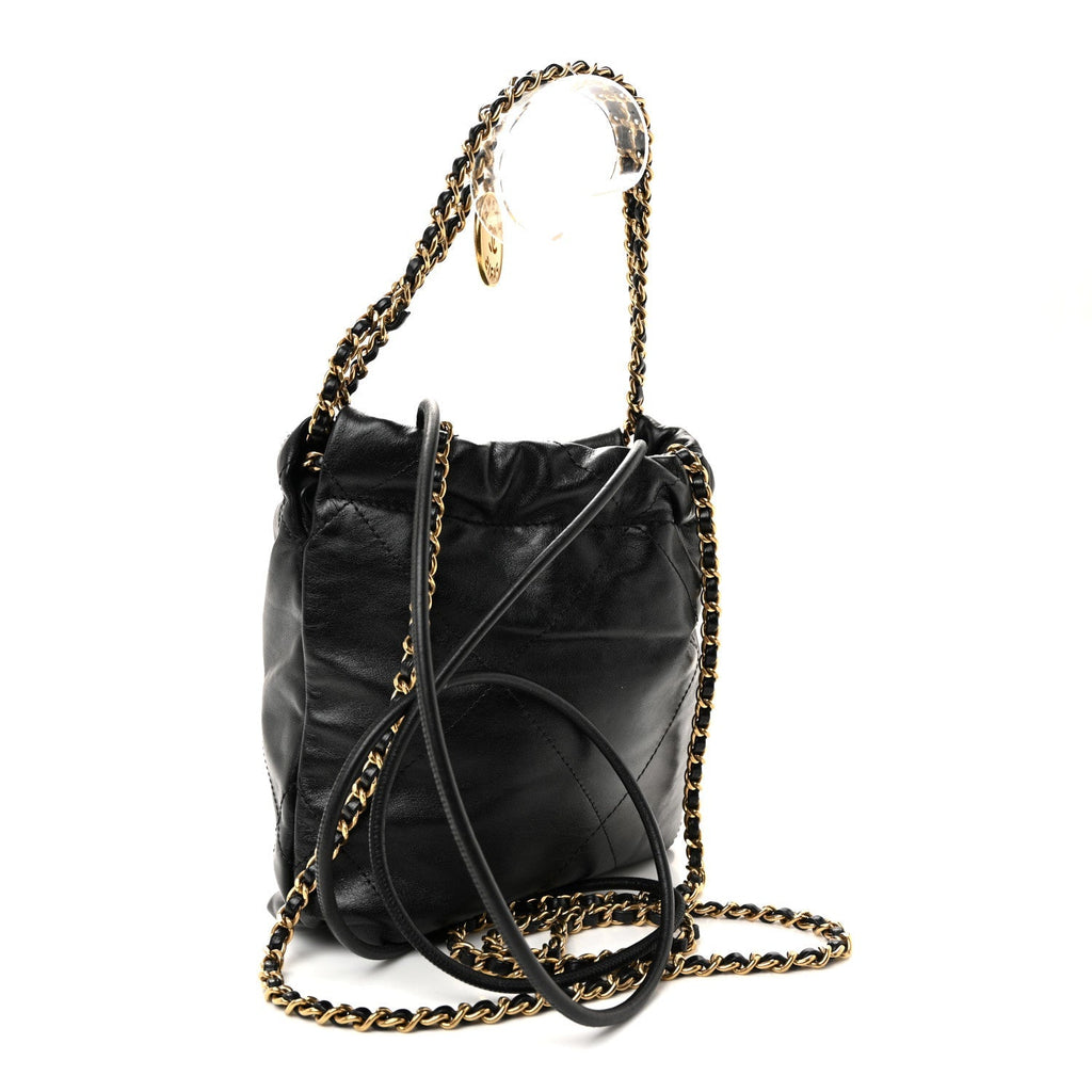 Shiny Calfskin Quilted Mini Chanel 22 Black
