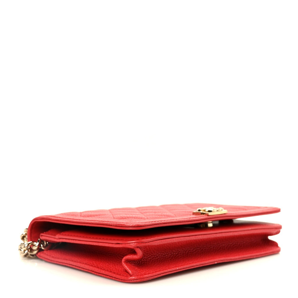 Caviar Quilted Boy Wallet On Chain WOC Red
