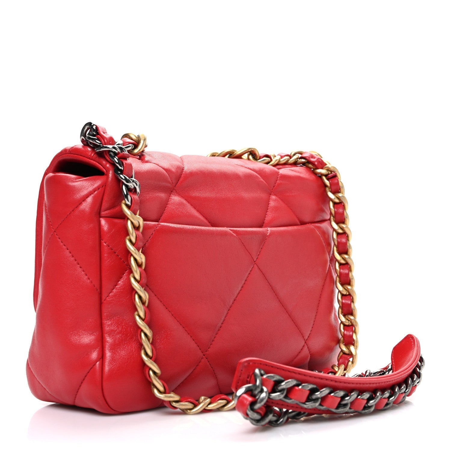 Lambskin Quilted Medium Chanel 19 Flap Red