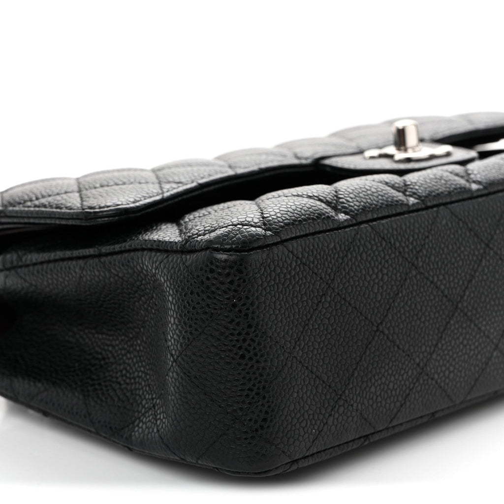 Caviar Quilted Medium Double Flap Black