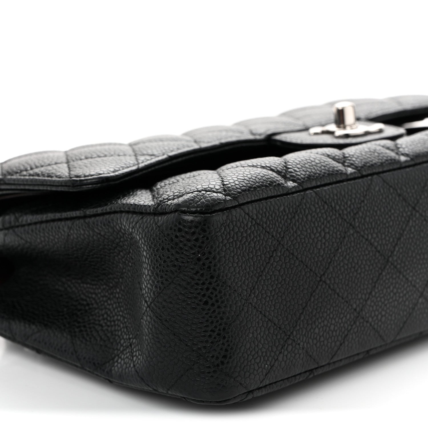 Caviar Quilted Medium Double Flap Black