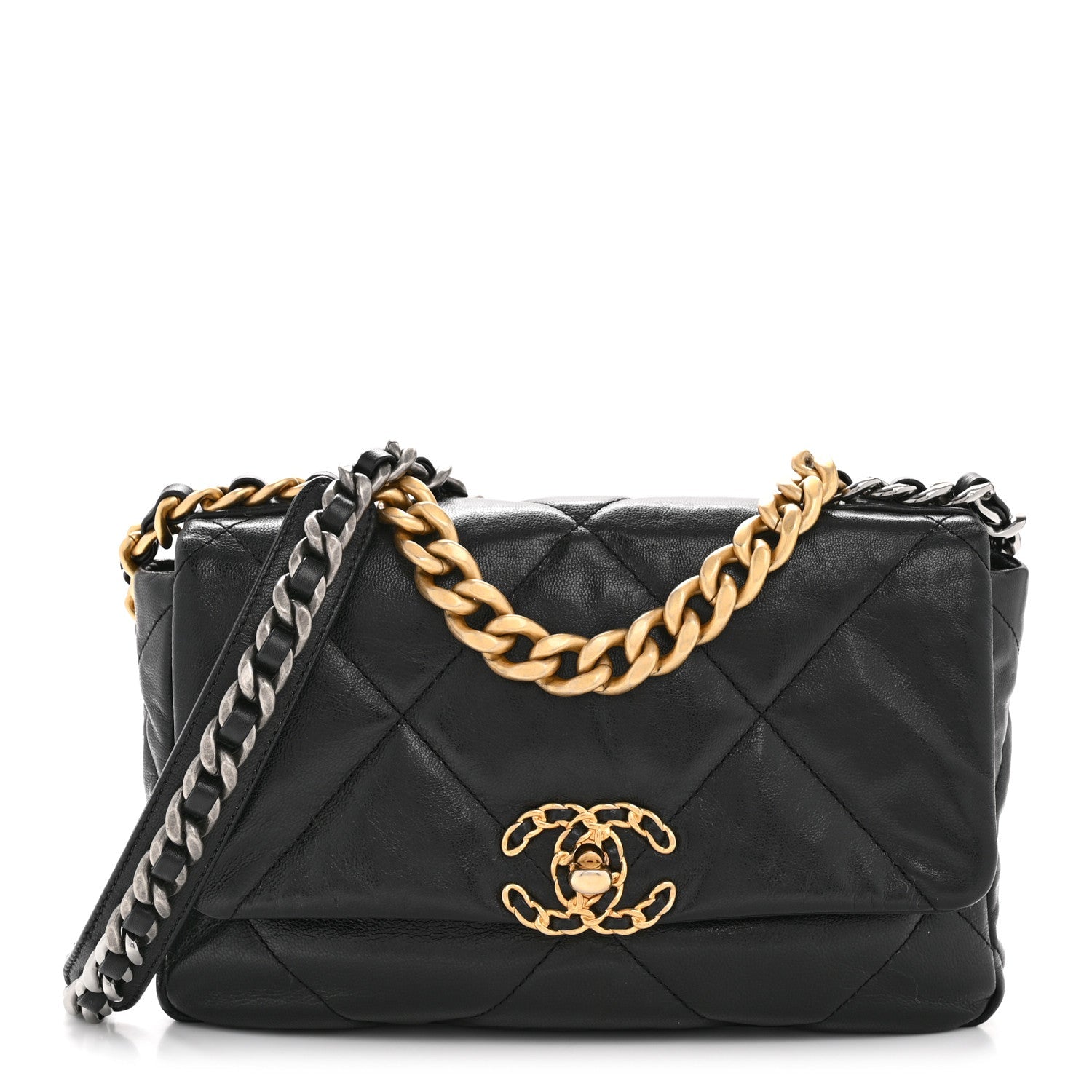 Goatskin Quilted Medium Chanel 19 Flap Black