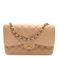 Caviar Quilted Jumbo Double Flap Light Beige