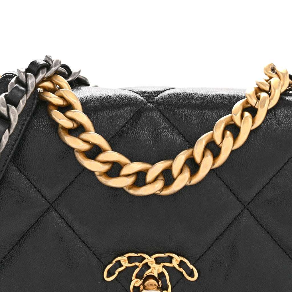 Goatskin Quilted Medium Chanel 19 Flap Black