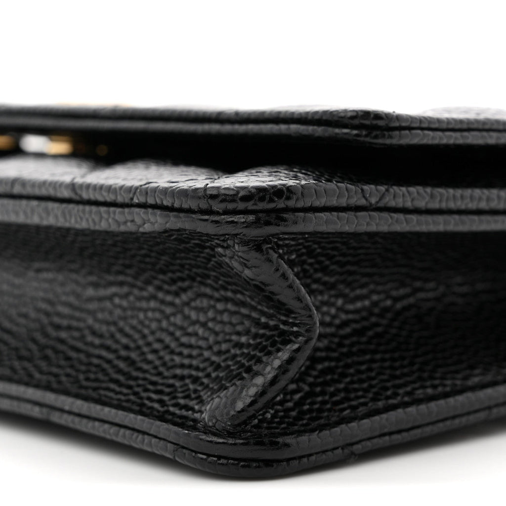 Caviar Quilted Wallet on Chain WOC Black