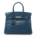 Shiny Niloticus Crocodile Birkin 30 Bleu Izmir