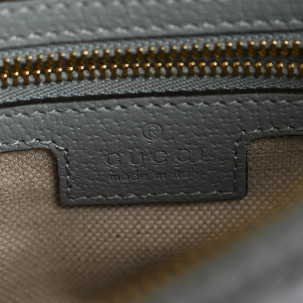 GG Supreme Monogram Textured Calfskin Web Super Mini Ophidia Shoulder Bag Dusty Blue