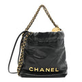 Shiny Calfskin Quilted Mini Chanel 22 Black