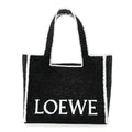 Raffia Large Paula's Ibiza Logo Tote Black White