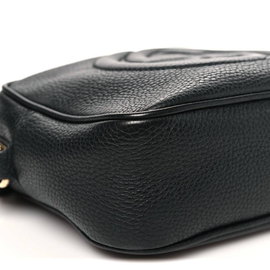 Pebbled Calfskin Small Soho Disco Bag Black