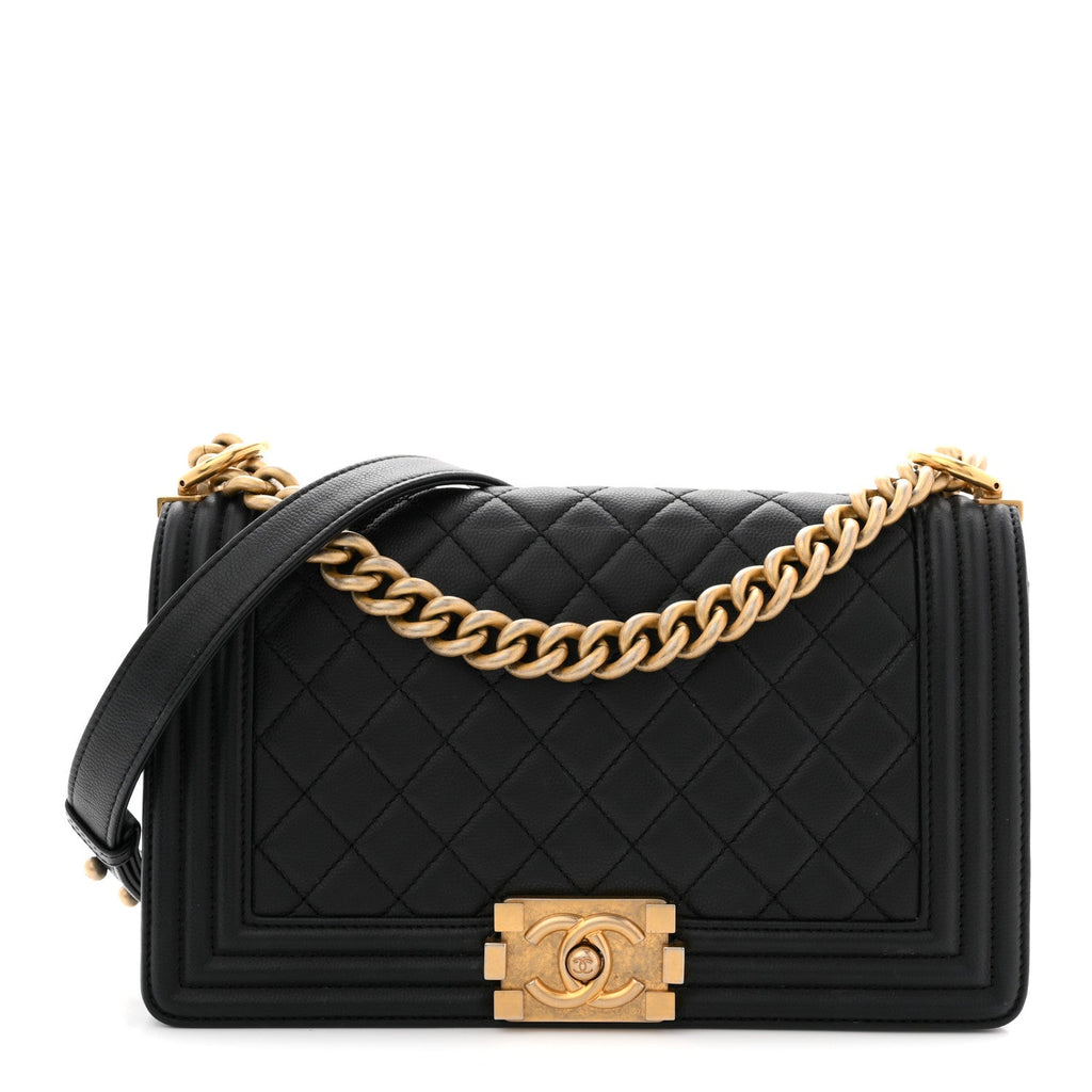 Caviar Quilted Medium Boy Flap Black