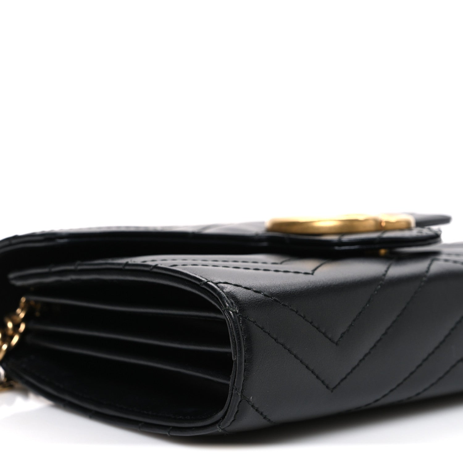 Calfskin Matelasse GG Marmont Chain Wallet Black