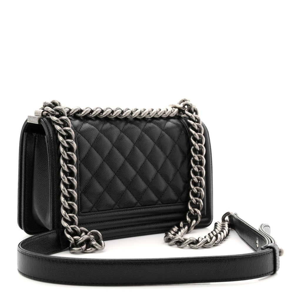 Caviar Quilted Small Boy Flap Black