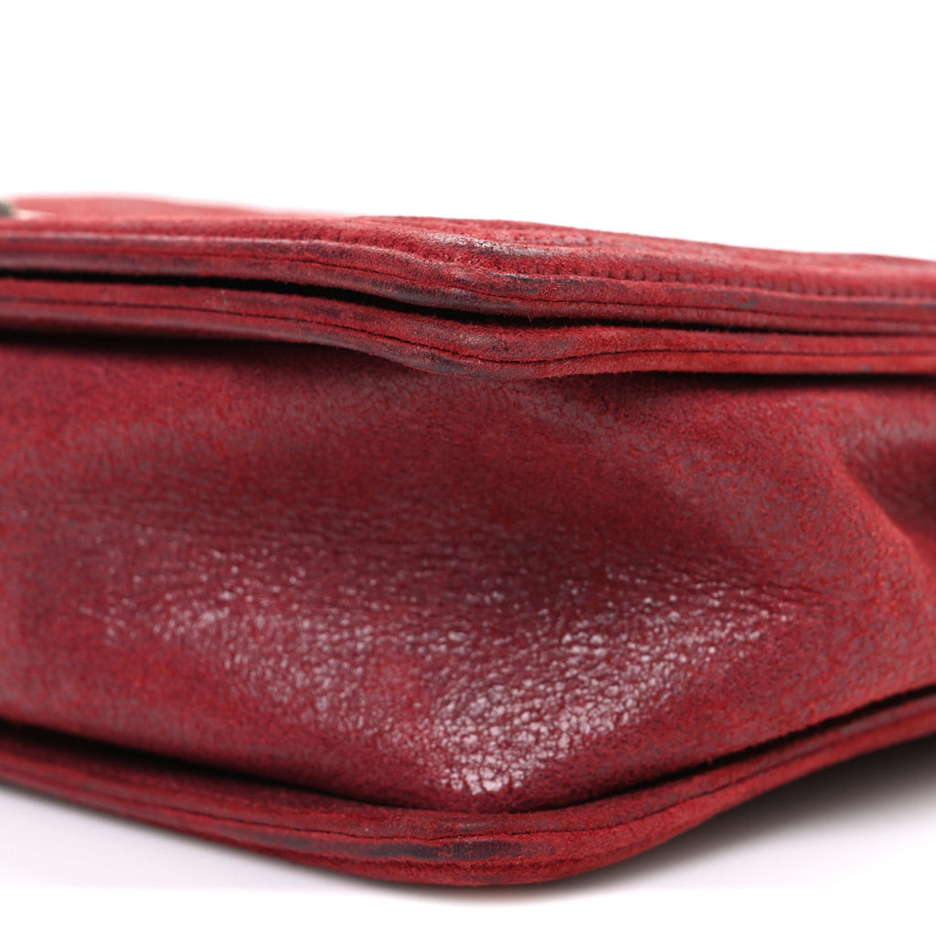 Nubuck Chesterfield Quilted Large Celtic Boy Flap Red