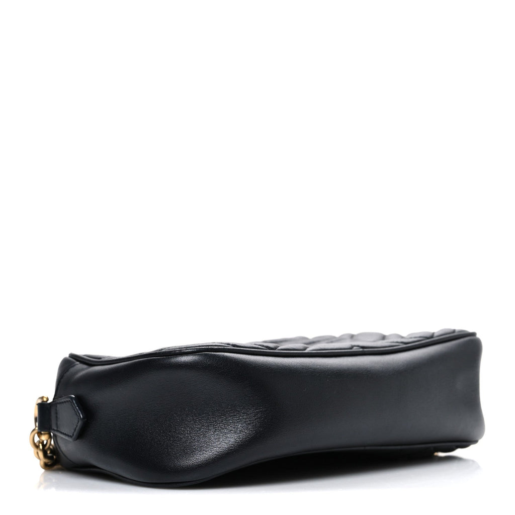 Calfskin Matelasse Small GG Marmont Chain Shoulder Bag Black
