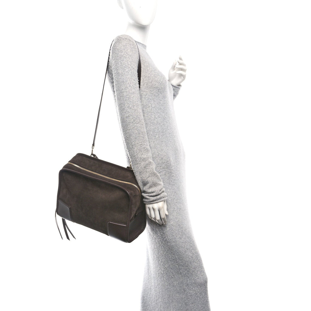 Suede Calfskin Large Amazona 180 Dark Chestnut