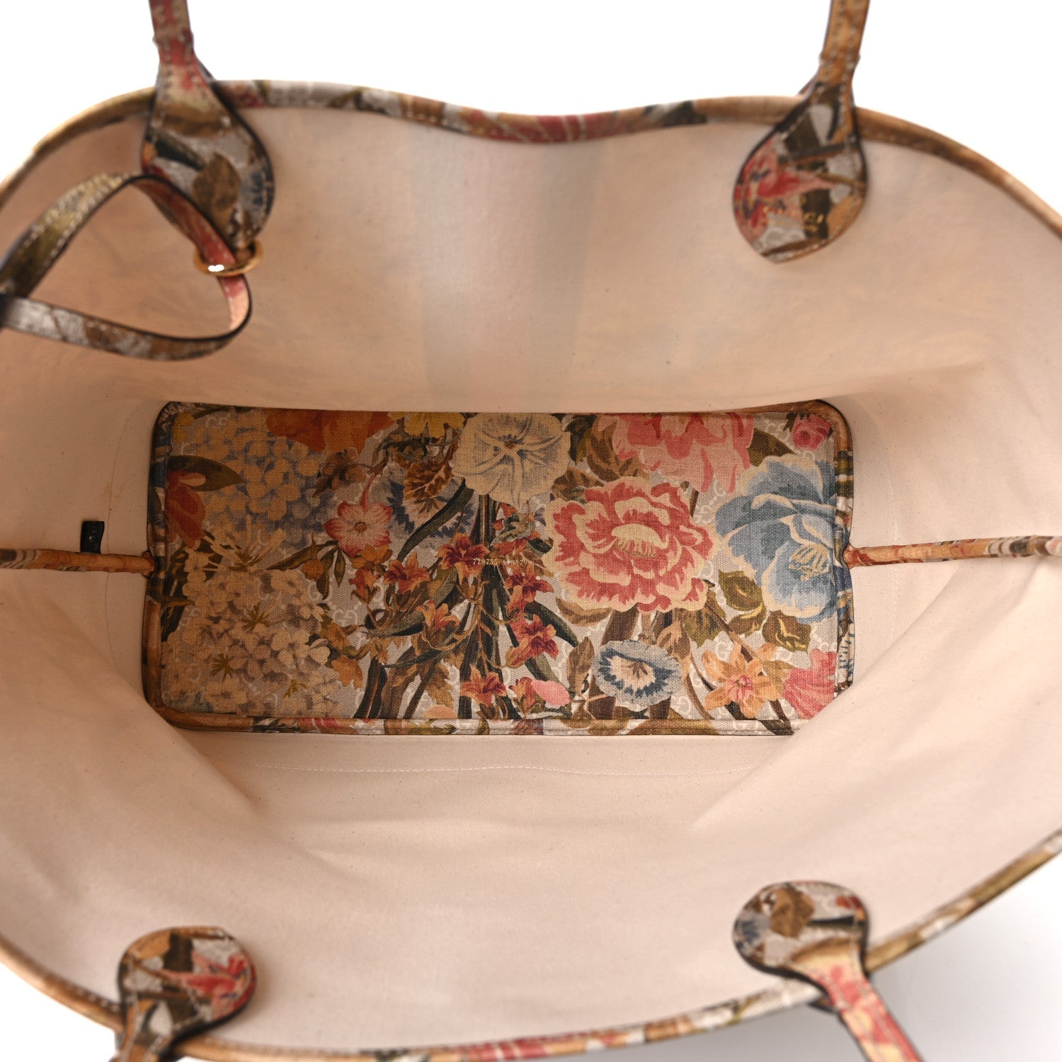 GG Supreme Monogram Water Flora Web Large Ophidia Tote Beige White Multicolor