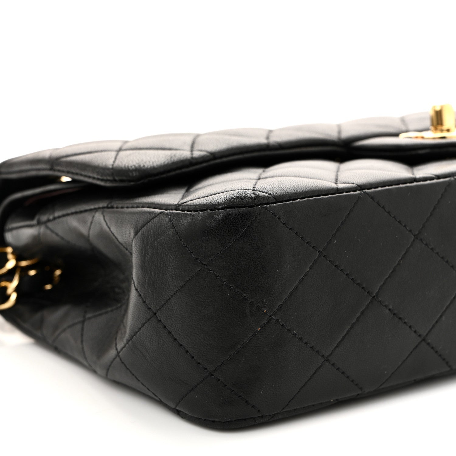 Lambskin Quilted Medium Double Flap Black