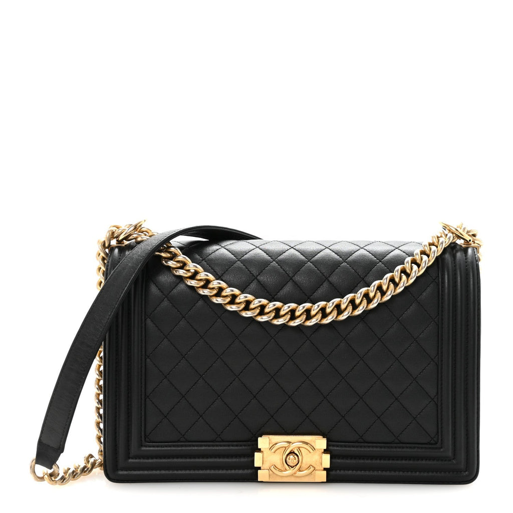 Calfskin Quilted New Medium Boy Flap Black