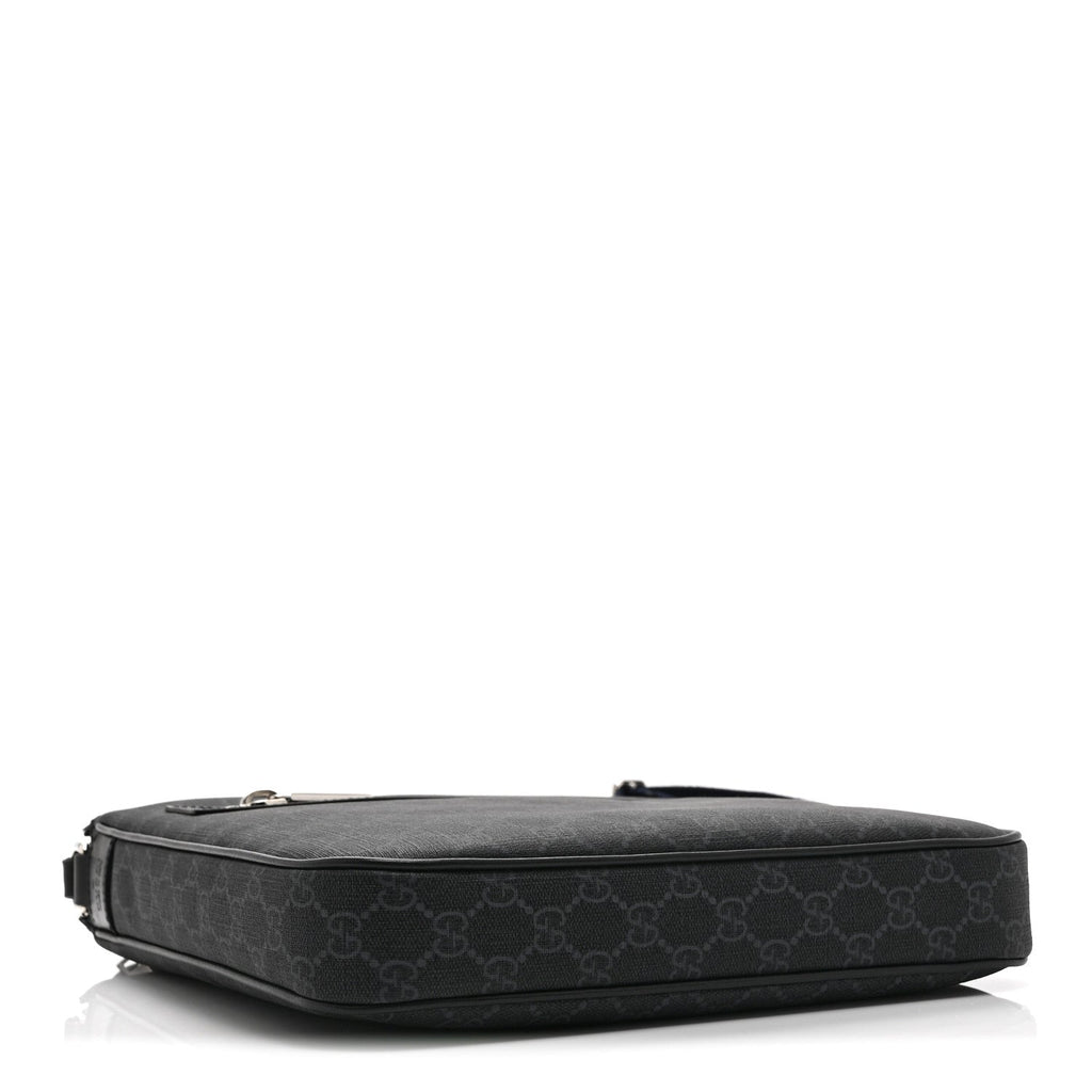 GG Supreme Monogram Web Small Flat Messenger Bag Black Grey