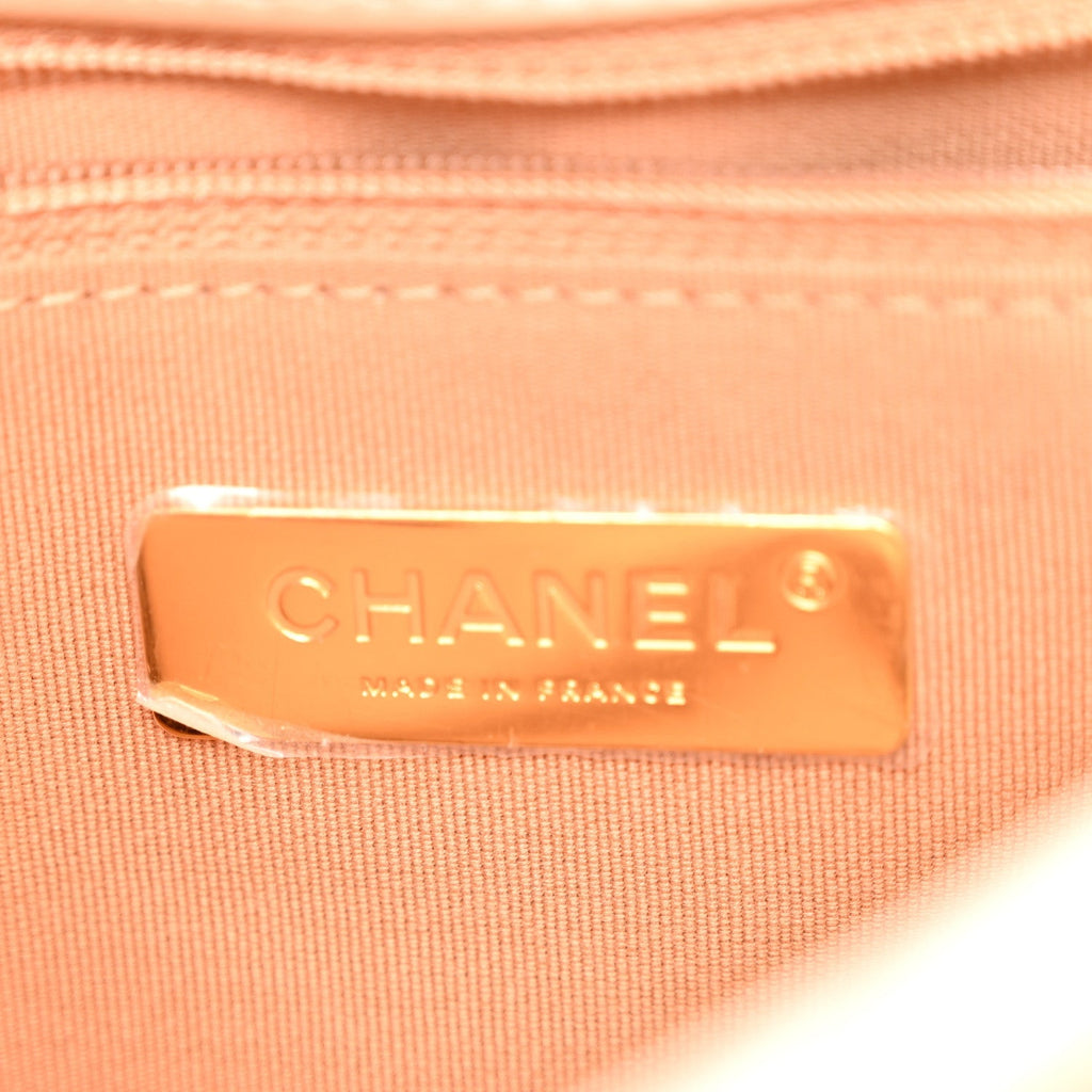 Shiny Lambskin Quilted Medium Chanel 19 Flap Beige