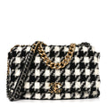 Tweed Quilted Maxi Chanel 19 Flap Black Ecru White