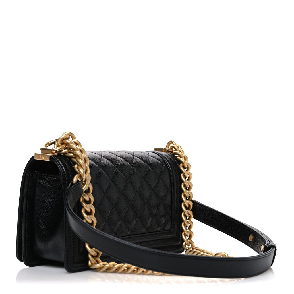 Caviar Quilted Small Boy Flap Black