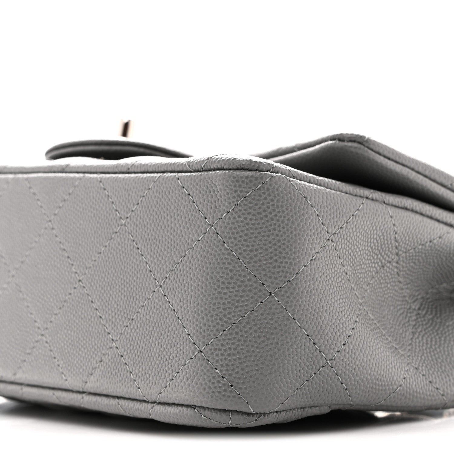 Caviar Quilted Mini Rectangular Flap Grey
