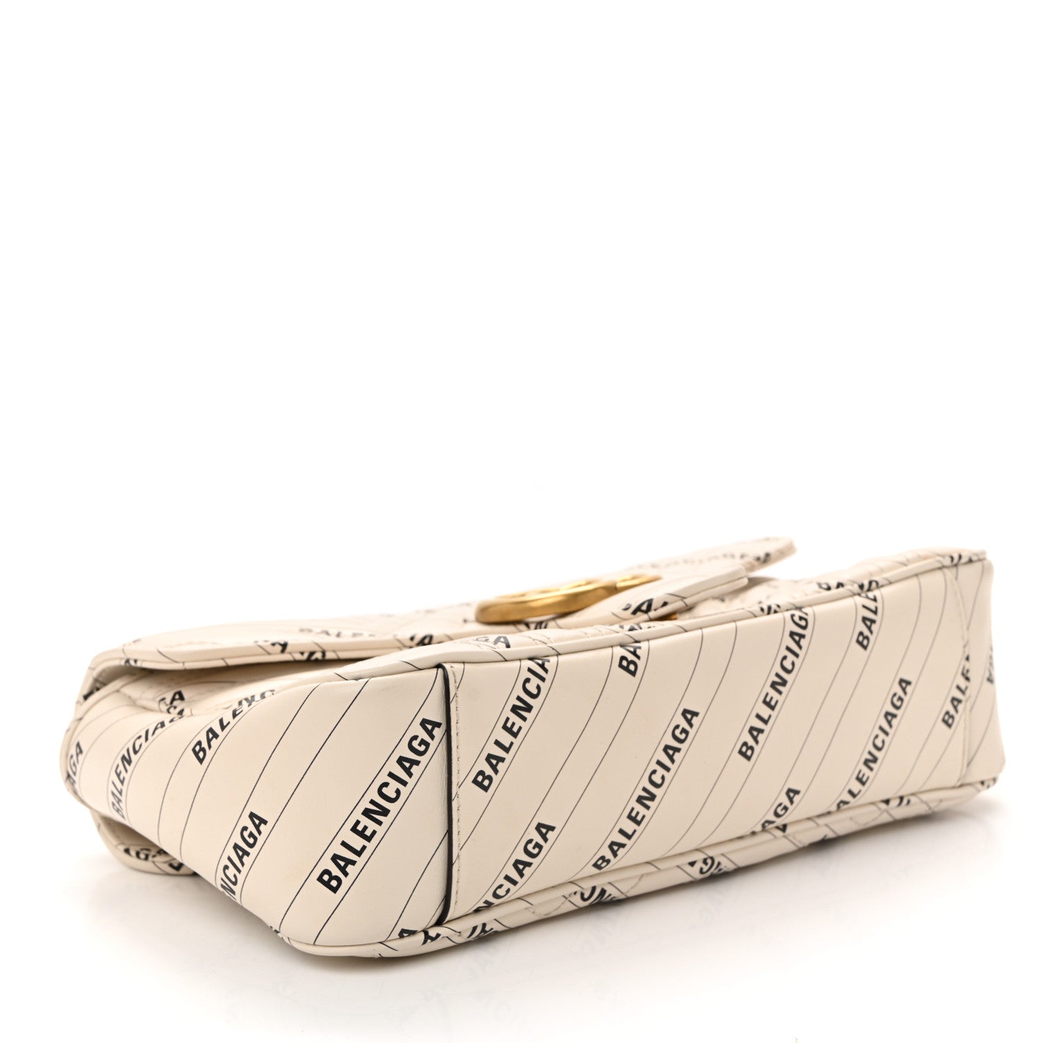 X BALENCIAGA Calfskin Matelasse Logo Print Small GG Marmont Shoulder Bag White