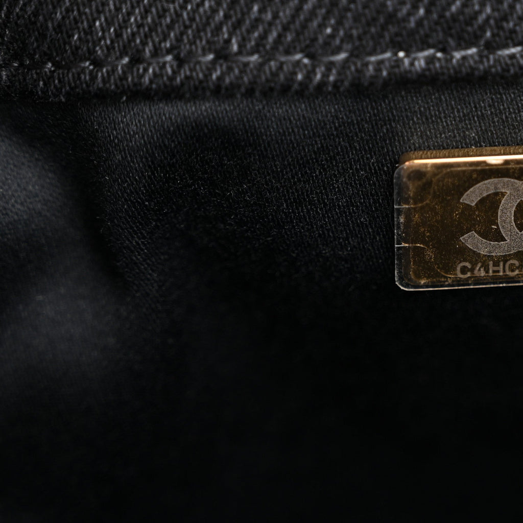 Washed Denim Quilted Mini Chanel 25 Handbag Black