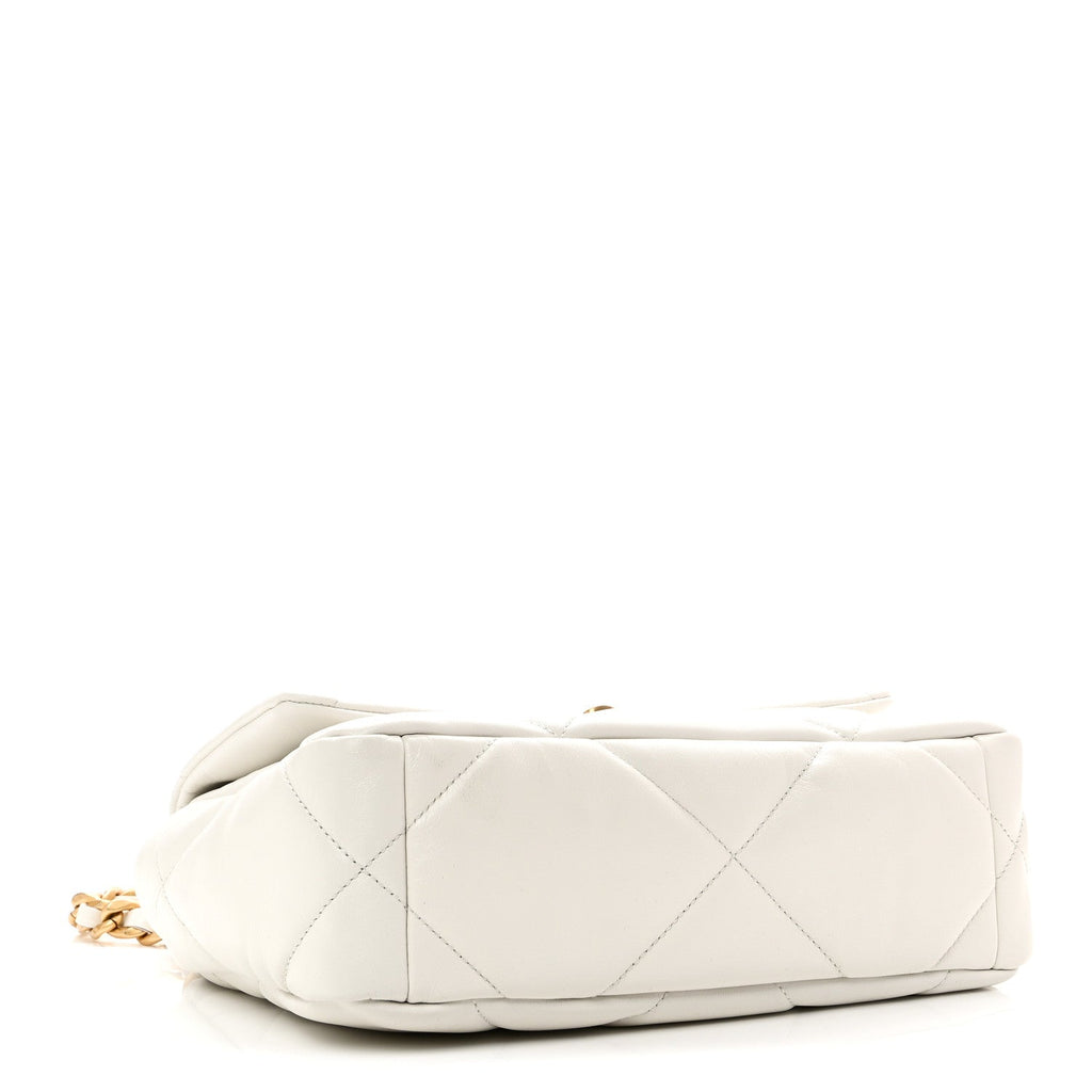 Goatskin Quilted Medium Chanel 19 Flap White
