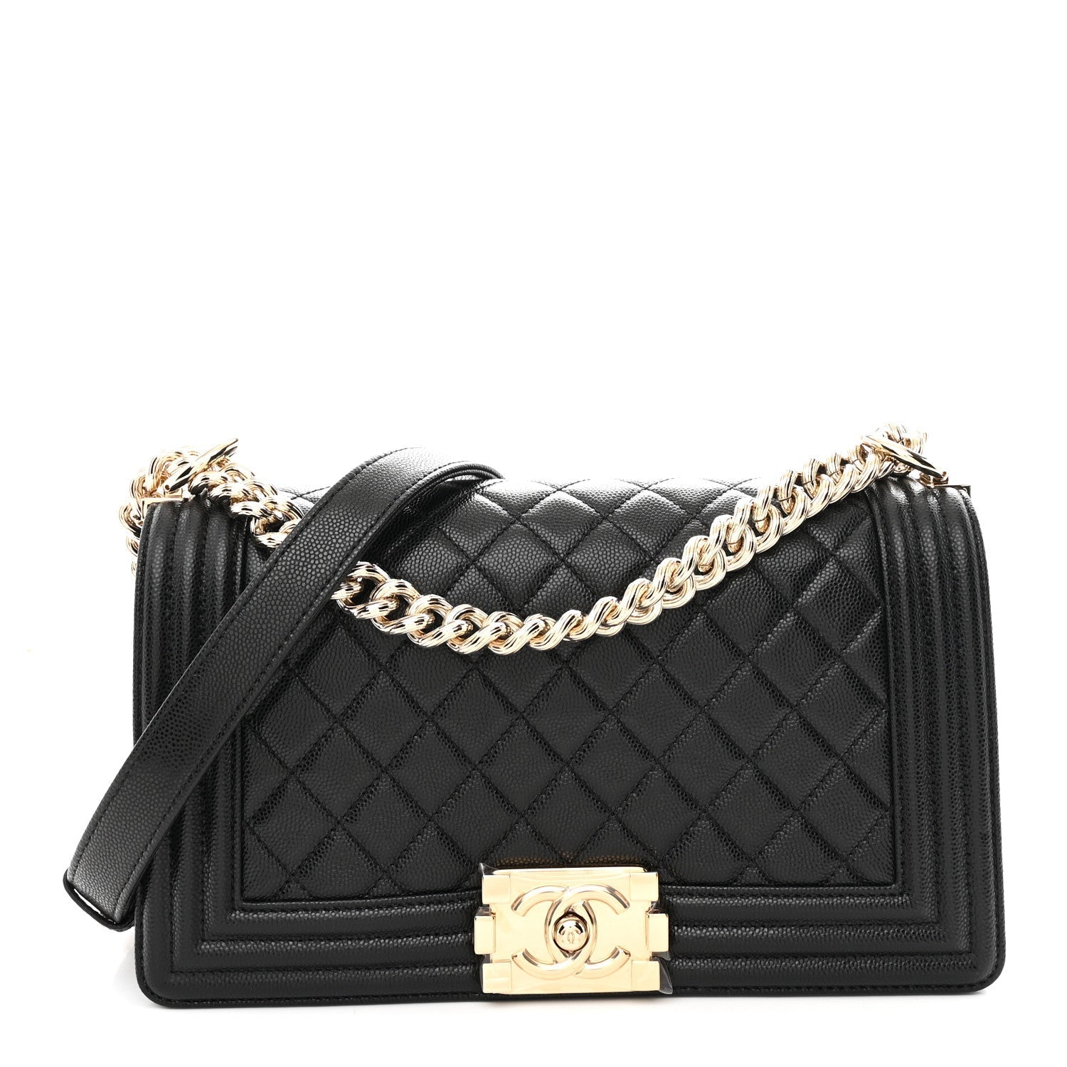 Caviar Quilted Medium Boy Flap Black