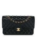 Caviar Quilted Medium Double Flap Black