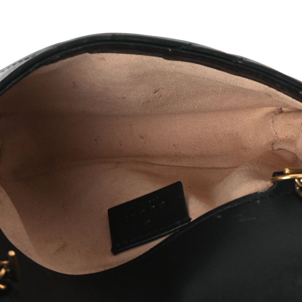 Calfskin Matelasse Super Mini GG Marmont Shoulder Bag Black