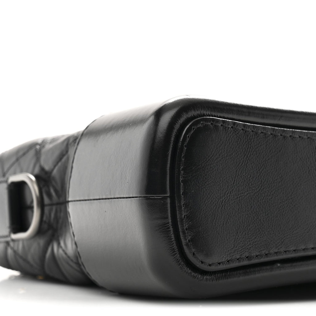 Aged Calfskin Quilted New Medium Gabrielle Hobo Black