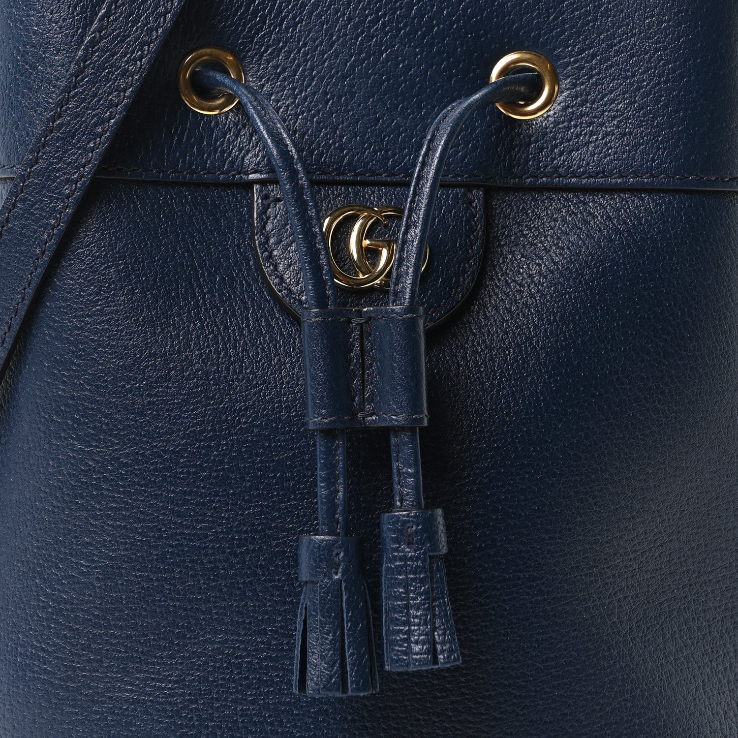 Soft Textured Calfskin Web Small Ophidia Bucket Bag Blue Agata