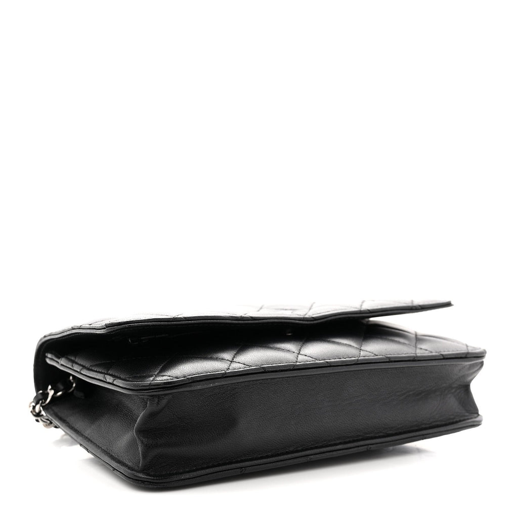 Lambskin Quilted Wallet On Chain WOC Black