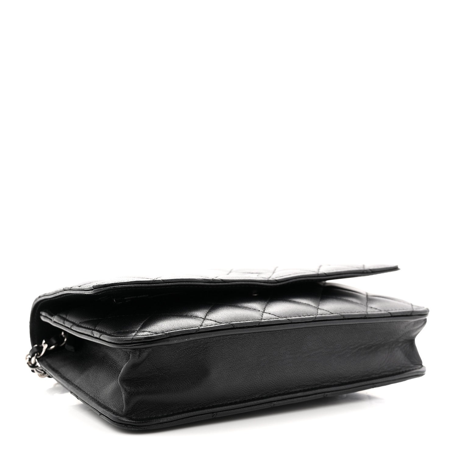 Lambskin Quilted Wallet On Chain WOC Black