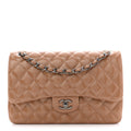 Patent Quilted Jumbo Double Flap Light Brown