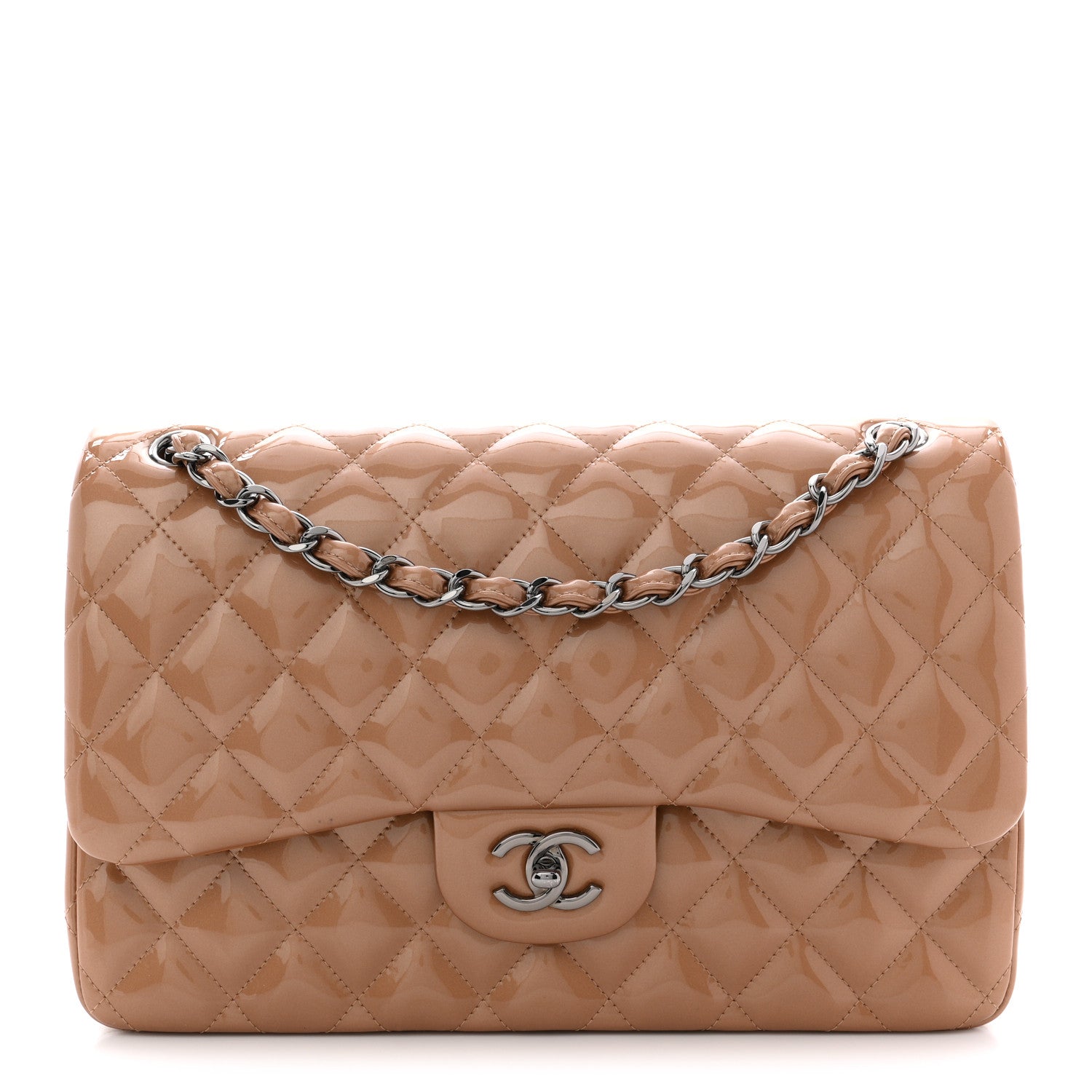 Patent Quilted Jumbo Double Flap Light Brown